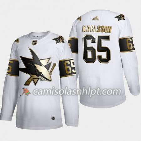 Camisola San Jose Sharks Erik Karlsson 65 Adidas 2019-2020 Golden Edition Branco Authentic - Homem